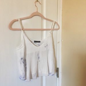Brandy Melville crop top white and blue spaghetti